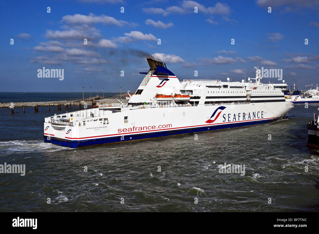 Traghetto Seafrance Seafrance Moliere arriva a Calais in Francia Foto Stock