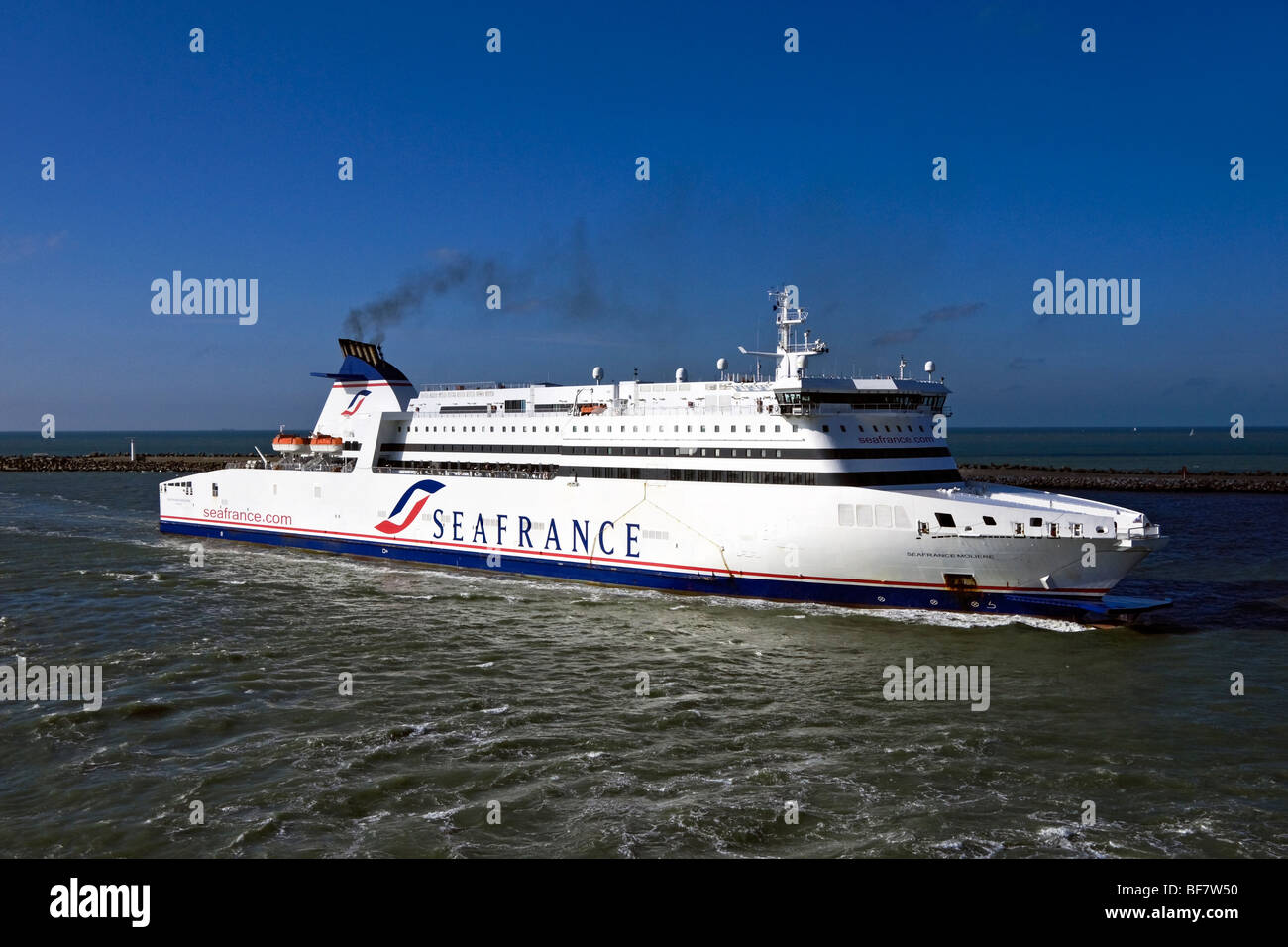 Traghetto Seafrance Seafrance Moliere arriva a Calais Foto Stock