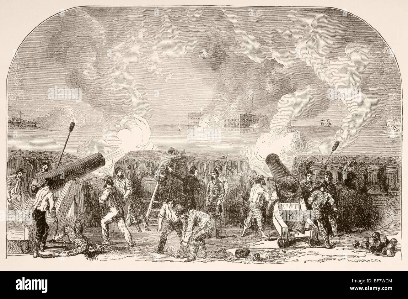 L'attacco a Fort Sumter, 12 aprile e 13, 1861, la prima battaglia della Guerra Civile Americana. Foto Stock