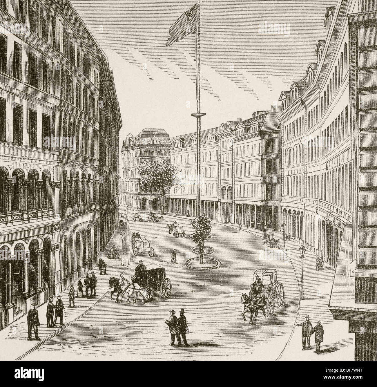 Franklin Street, Boston, Massachusetts, USA, nel 1870 Foto Stock