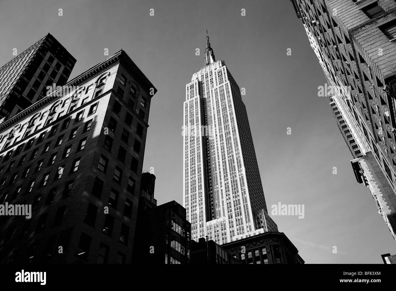 L'Empire State Building in bianco e nero, Manhattan, New York City, Stati Uniti d'America Foto Stock