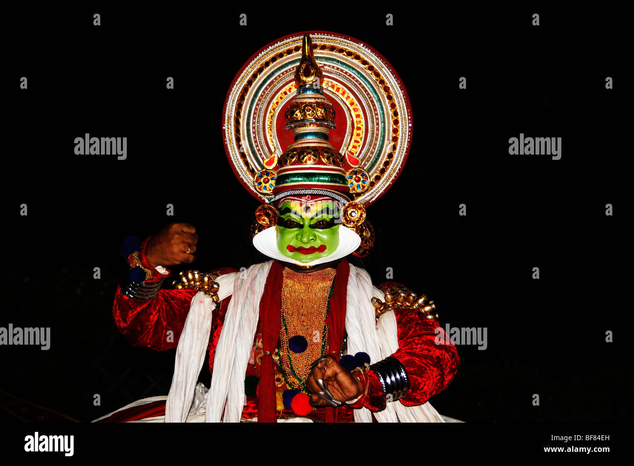 Kathakali, indiano il dramma classico, viso make up, testi, la legge indiana, attore Foto Stock