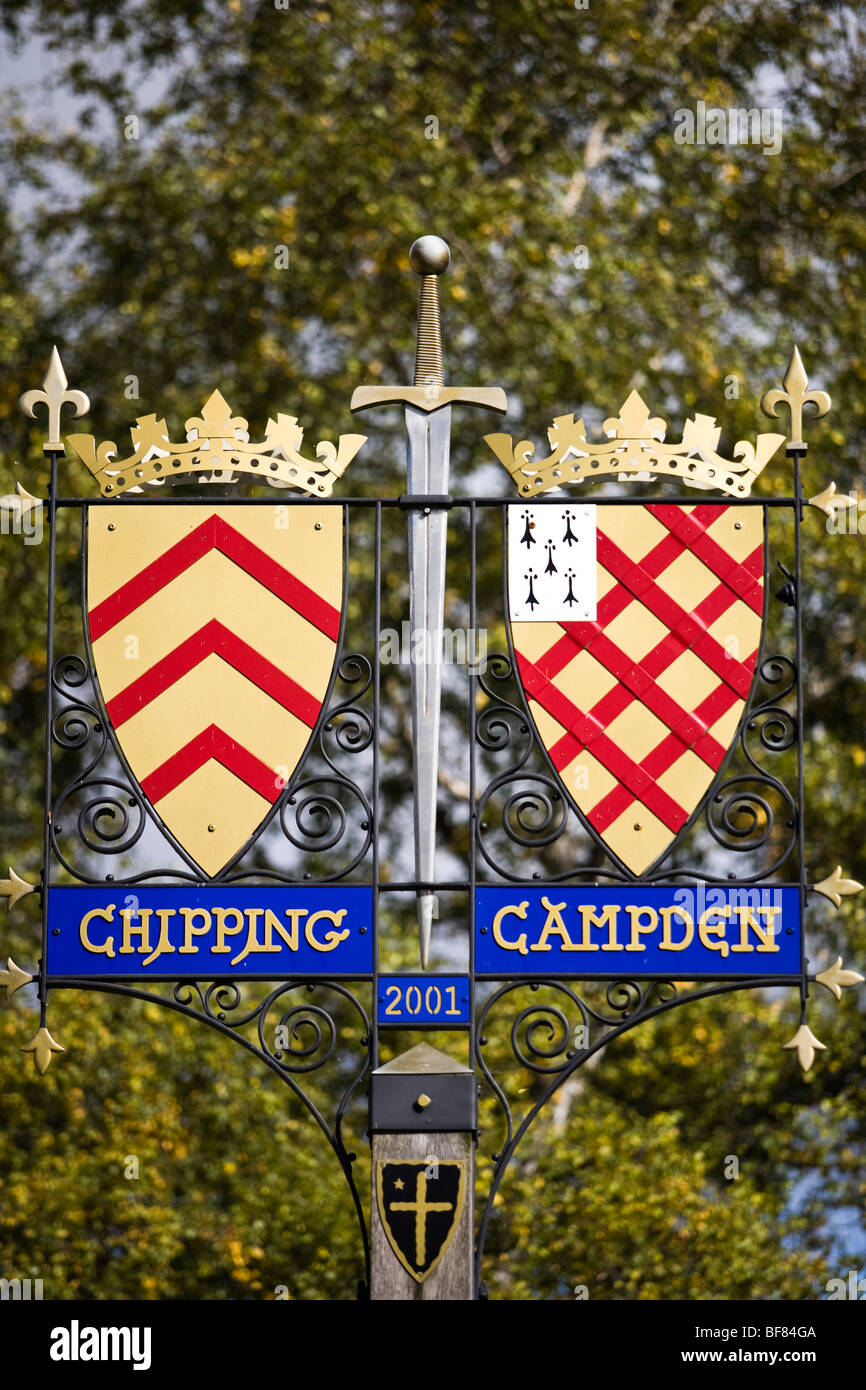 Chipping Campden town segno, Gloucestershire, Regno Unito Foto Stock