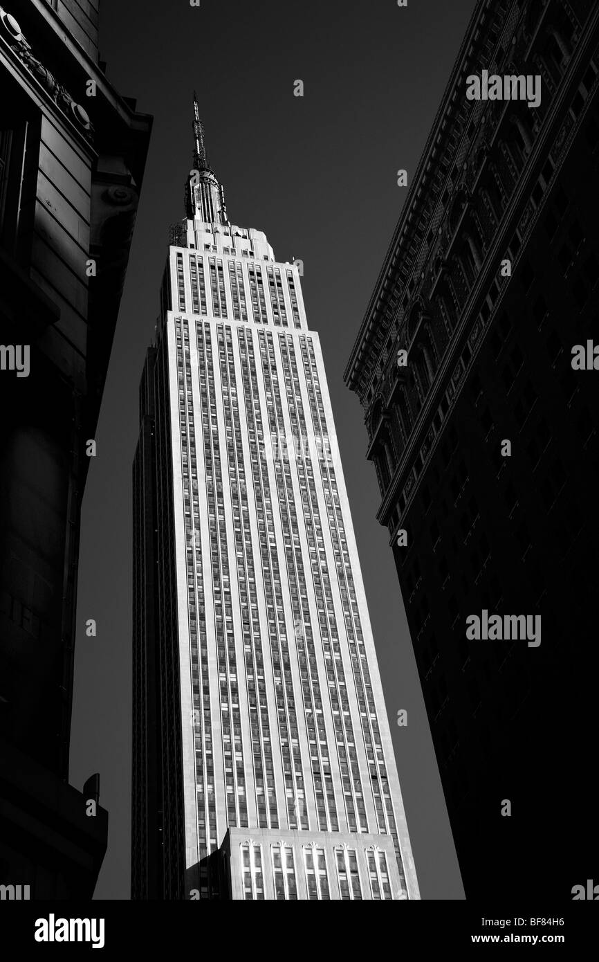 L'Empire State Building in bianco e nero, Manhattan, New York City, Stati Uniti d'America Foto Stock