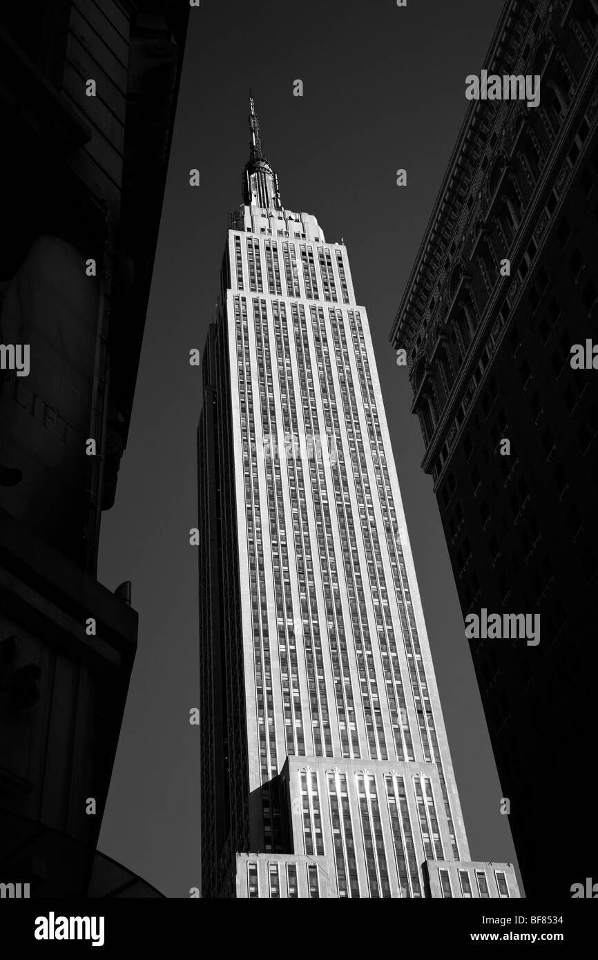 L'Empire State Building in bianco e nero, Manhattan, New York City, Stati Uniti d'America Foto Stock