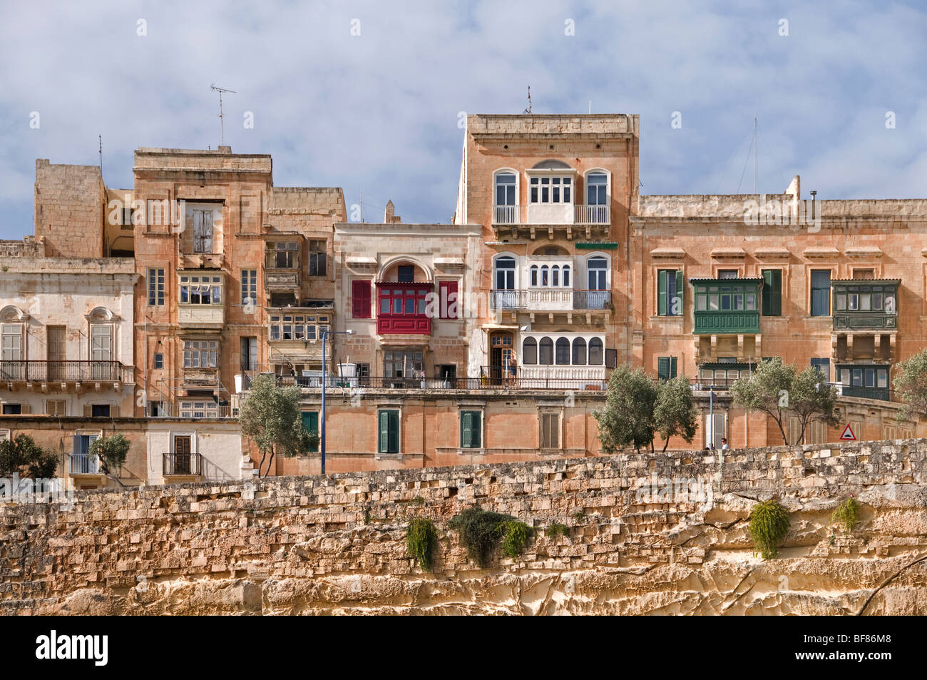 Malta città fortificata città Valletta Porto Mare Foto Stock