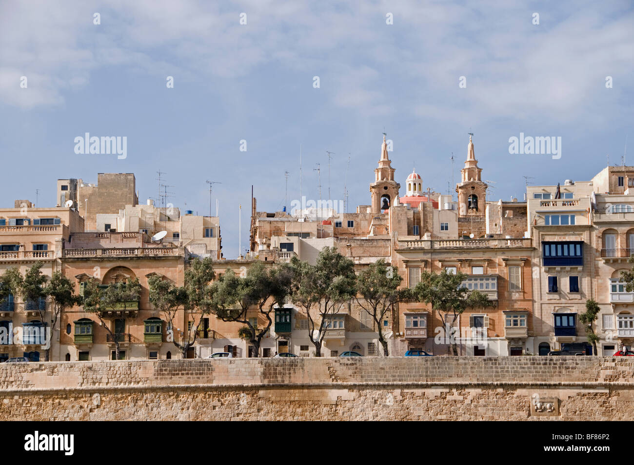 Malta città fortificata città Valletta Porto Mare Foto Stock