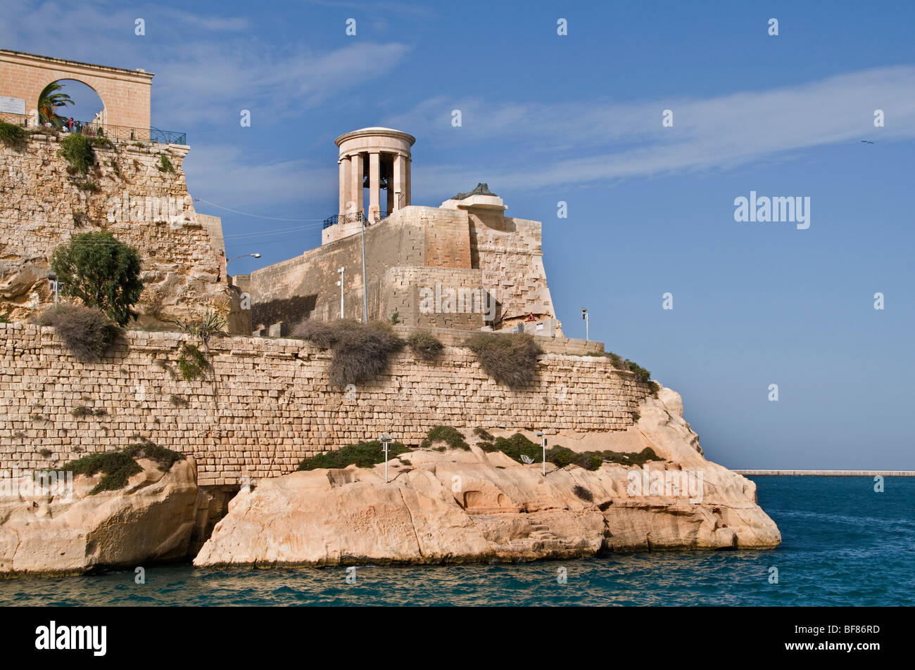 Malta città fortificata città Valletta Porto Mare Foto Stock