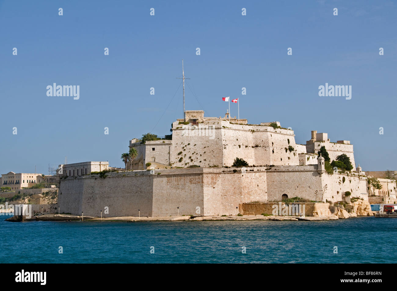 Malta Vittoriosa tre città di fronte la città fortificata di La Valletta Foto Stock