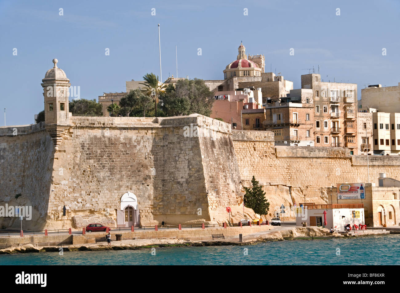 Malta città fortificata città Valletta Porto Mare Foto Stock