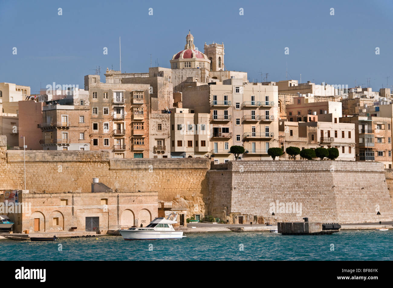 Malta città fortificata città Valletta Porto Mare Foto Stock