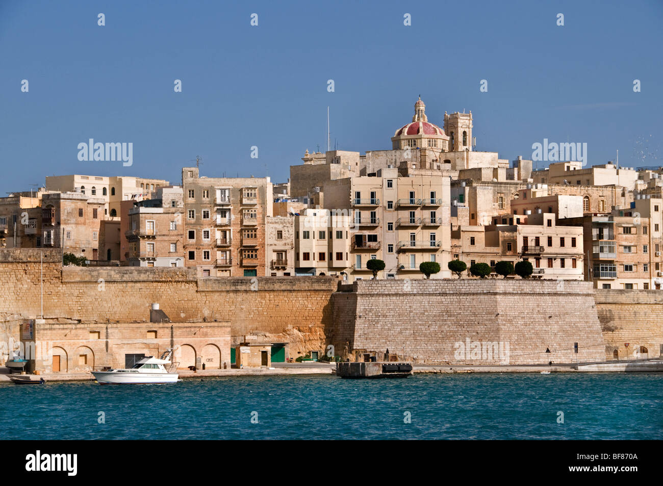 Malta città fortificata città Valletta Porto Mare Foto Stock