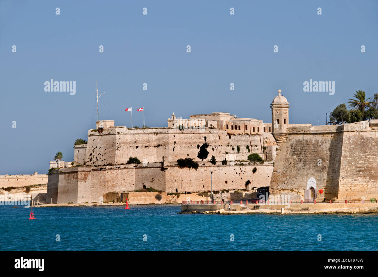 Malta città fortificata città Valletta Porto Mare Foto Stock