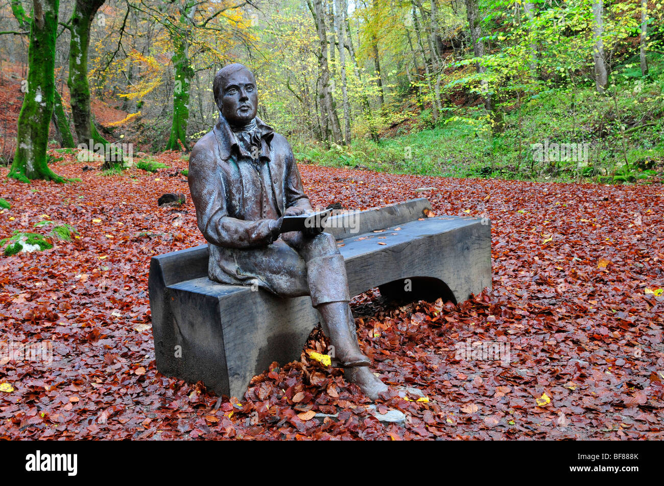 Poeta scozzese Robert Burns, scultura in bronzo in Birks di Aberfeldy, Perthshire. SCO 5507 Foto Stock