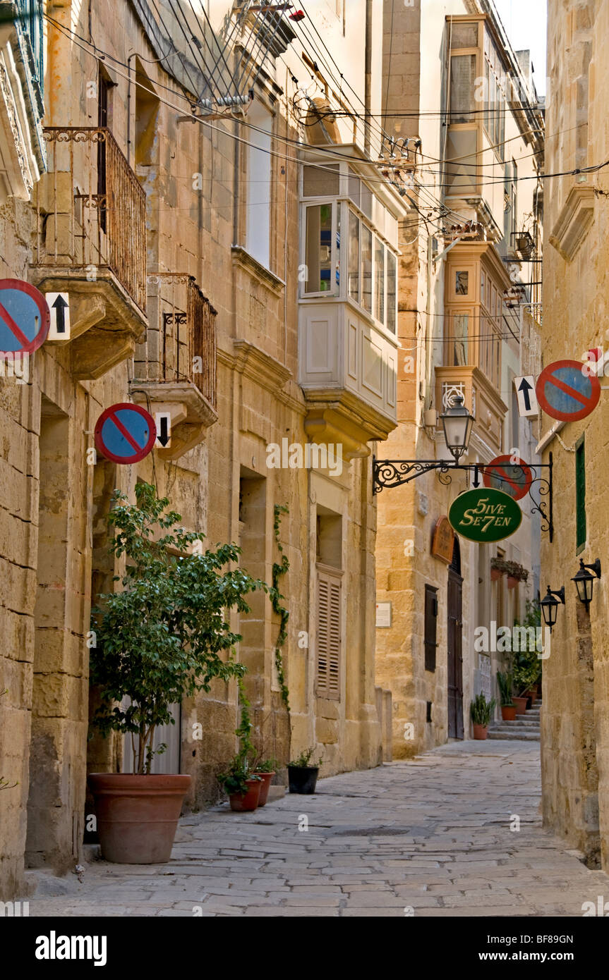 Malta città fortificata a La Valletta Centro Storico Foto Stock