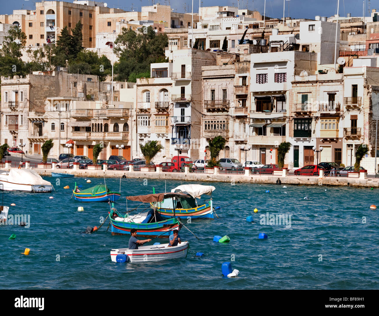 Malta Kalkara tre città di fronte la città fortificata di La Valletta Foto Stock