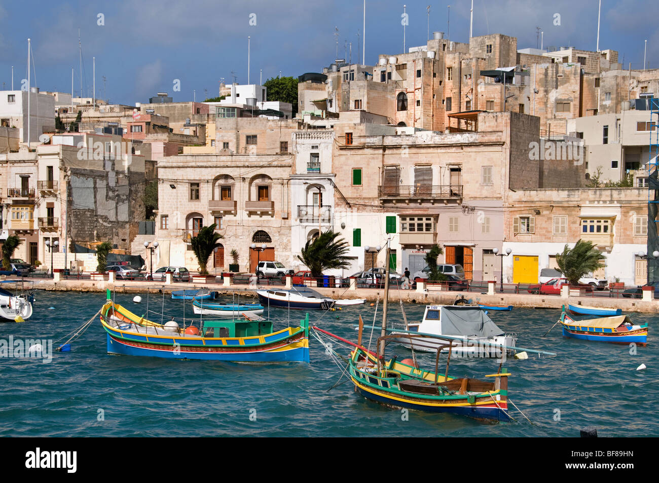 Malta Kalkara tre città di fronte la città fortificata di La Valletta Foto Stock
