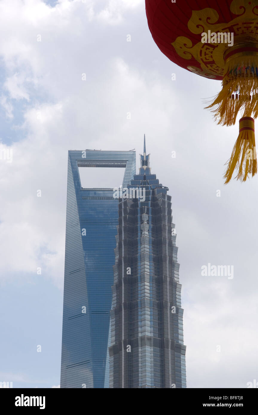 Torre Jinmao e il World Financial Center di Pudong. Shanghai, Cina. Foto Stock