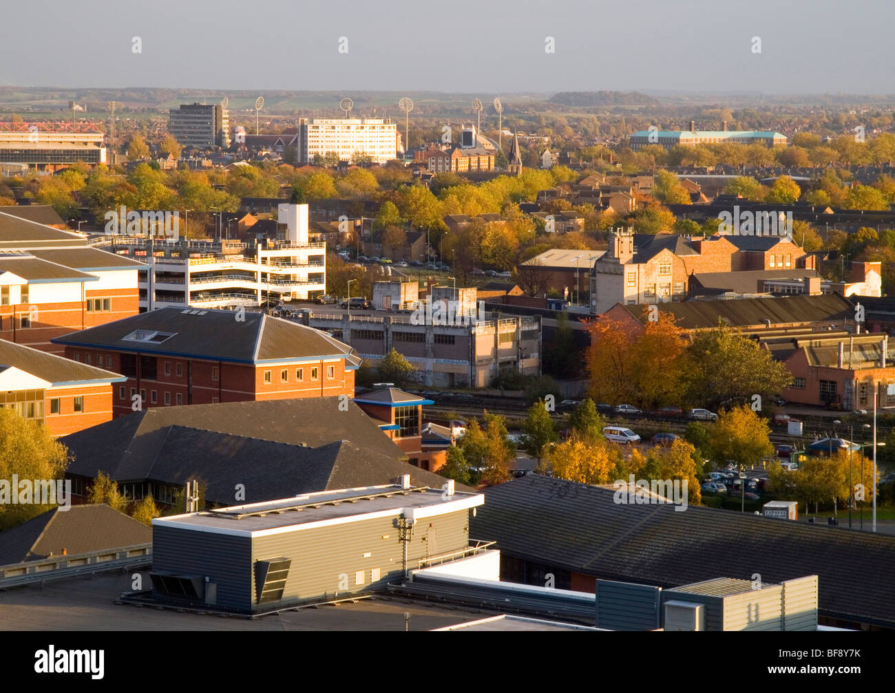 Il Nottingham City skyline vista dalle terrazze del Castello, Nottinghamshire England Regno Unito Foto Stock