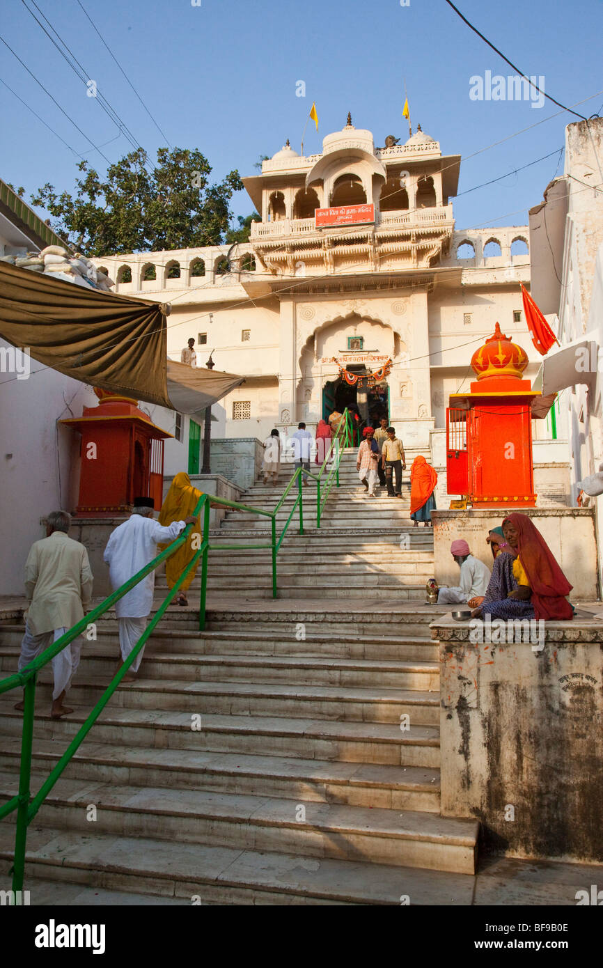 Brahma tempio indù di Pushkar nel Rajasthan in India Foto Stock