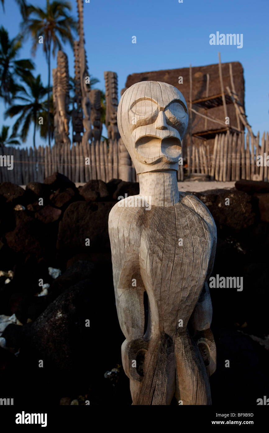 Puuhonua O Hōnaunau National Historical Park, città di rifugio, isola di Hawaii Foto Stock