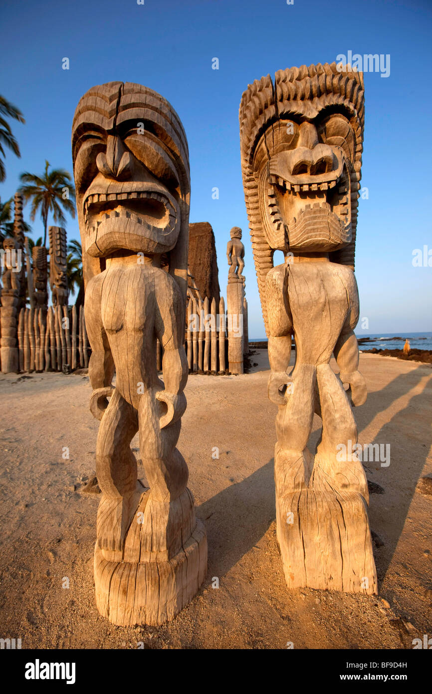 Puuhonua O Hōnaunau National Historical Park, città di rifugio, isola di Hawaii Foto Stock