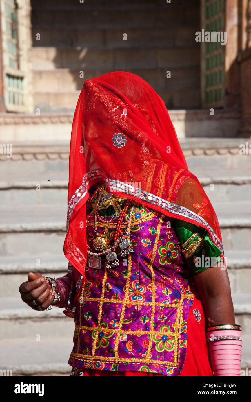 Rajput donna in Pushkar nel Rajasthan in India Foto Stock