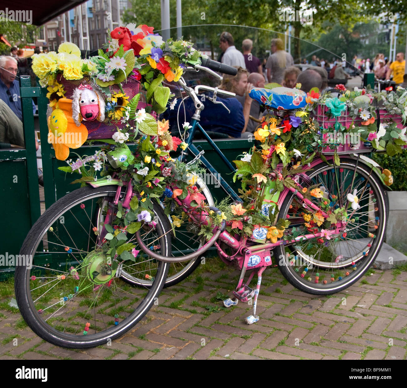 Paesi Bassi bike bicicletta ciclo di colorazione dei fiori olandese Foto Stock