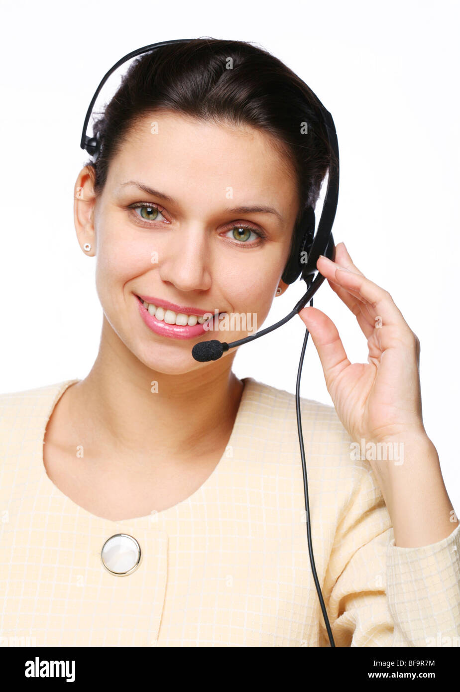 Sorridente giovane donna - operatore.Customer support. Foto Stock