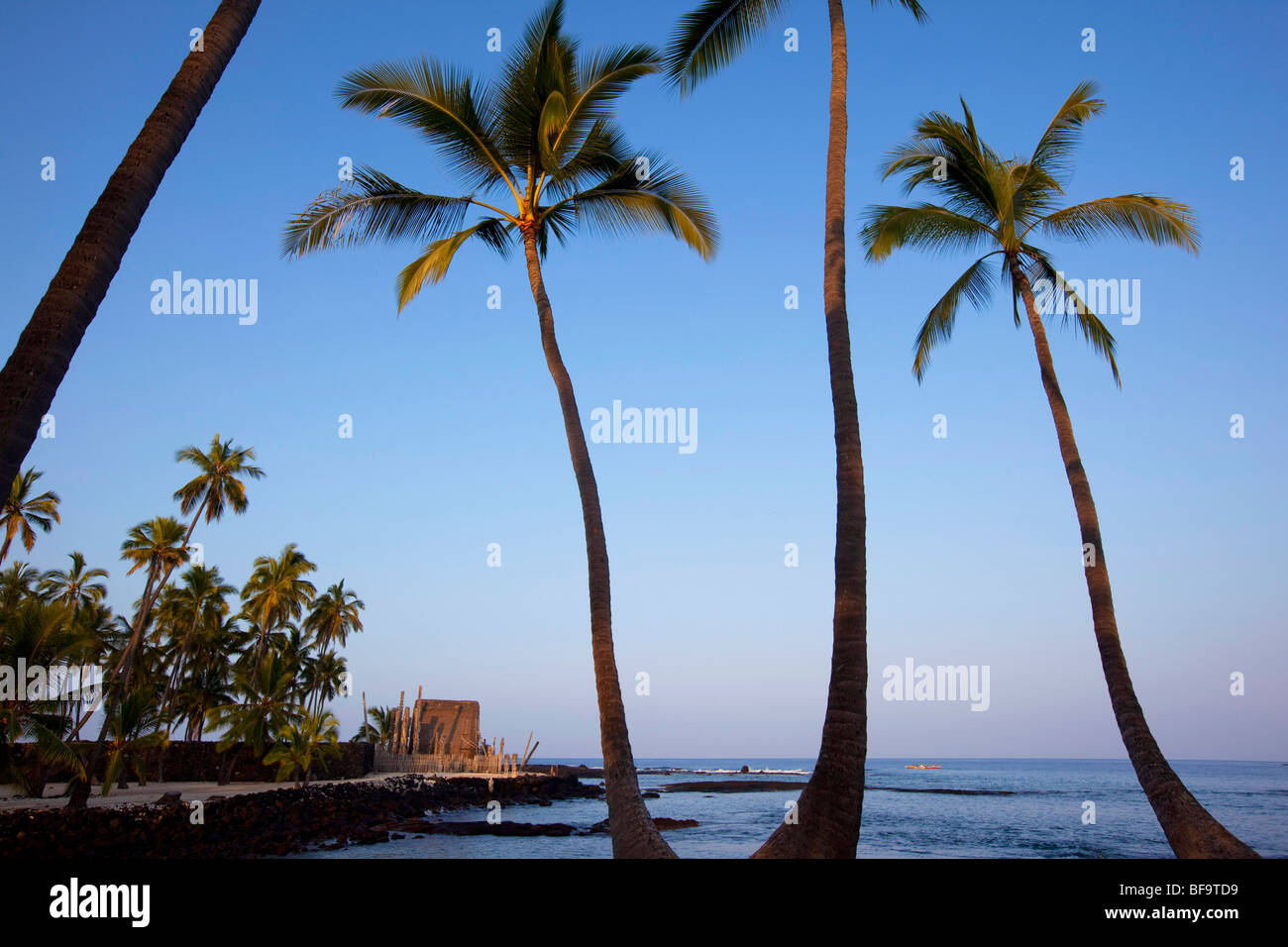 Puuhonua O Hōnaunau National Historical Park, città di rifugio, isola di Hawaii Foto Stock