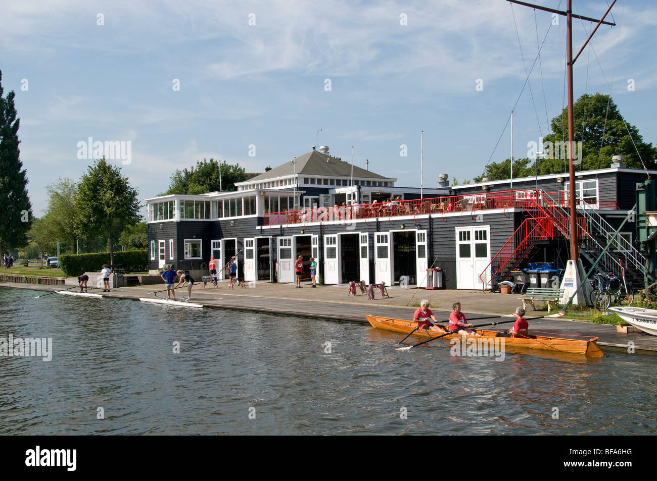 Haarlem Paesi Bassi Olanda Spaarne club di canottaggio Foto Stock