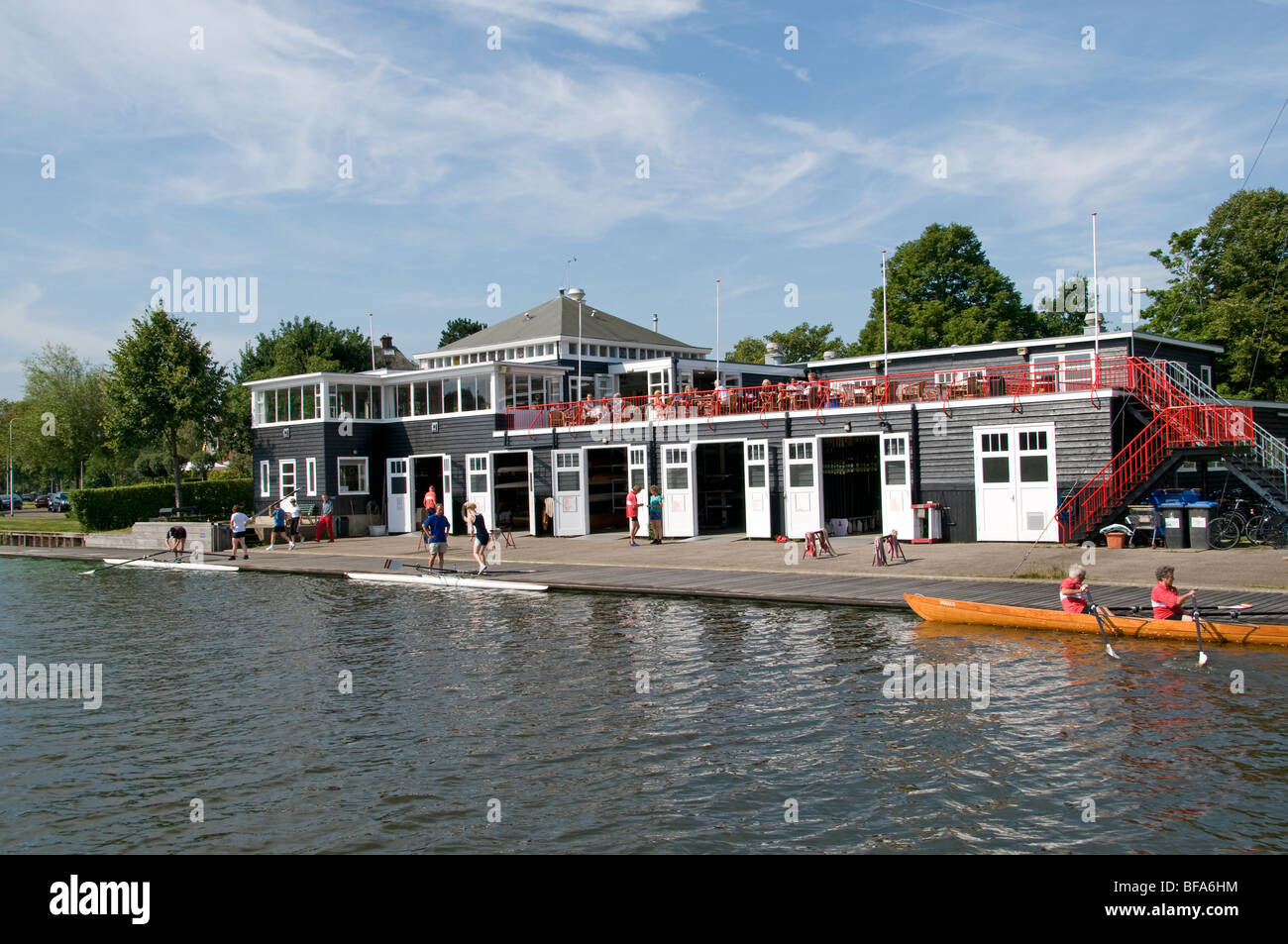 Haarlem Paesi Bassi Olanda Spaarne club di canottaggio Foto Stock