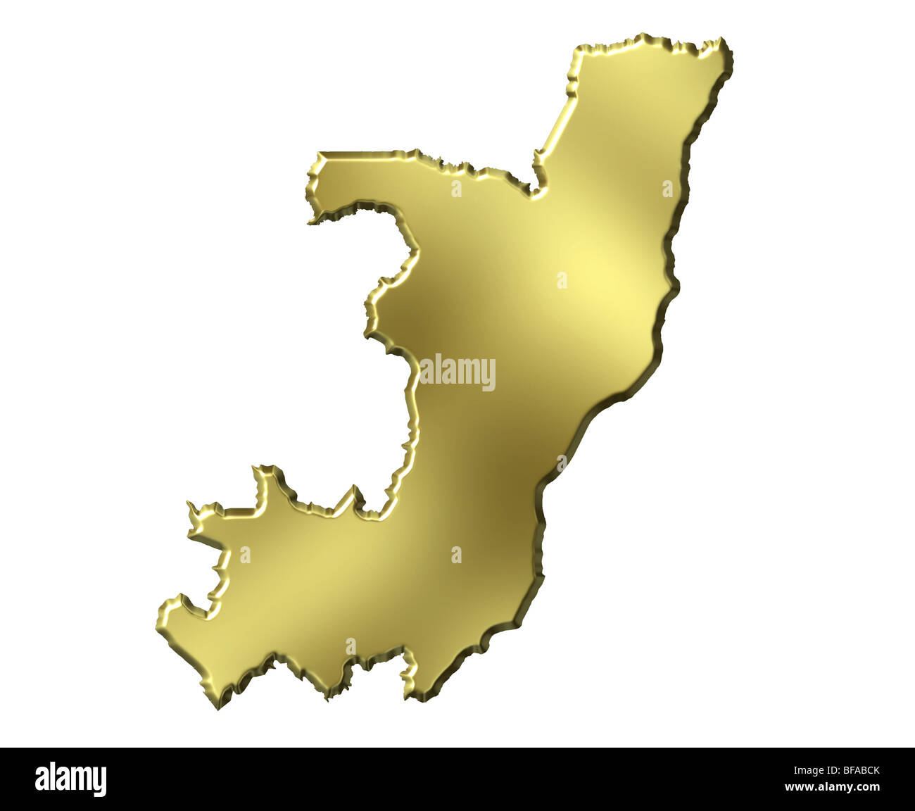 Repubblica democratica del Congo Repubblica di 3d golden mappa Foto Stock