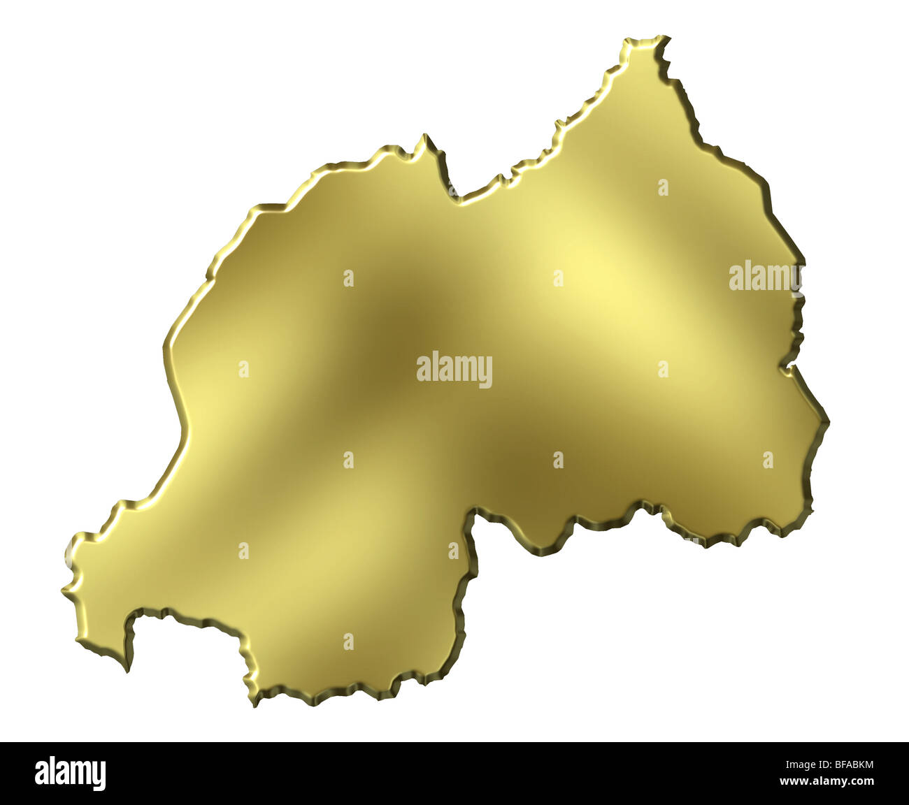 Ruanda 3d golden mappa Foto Stock