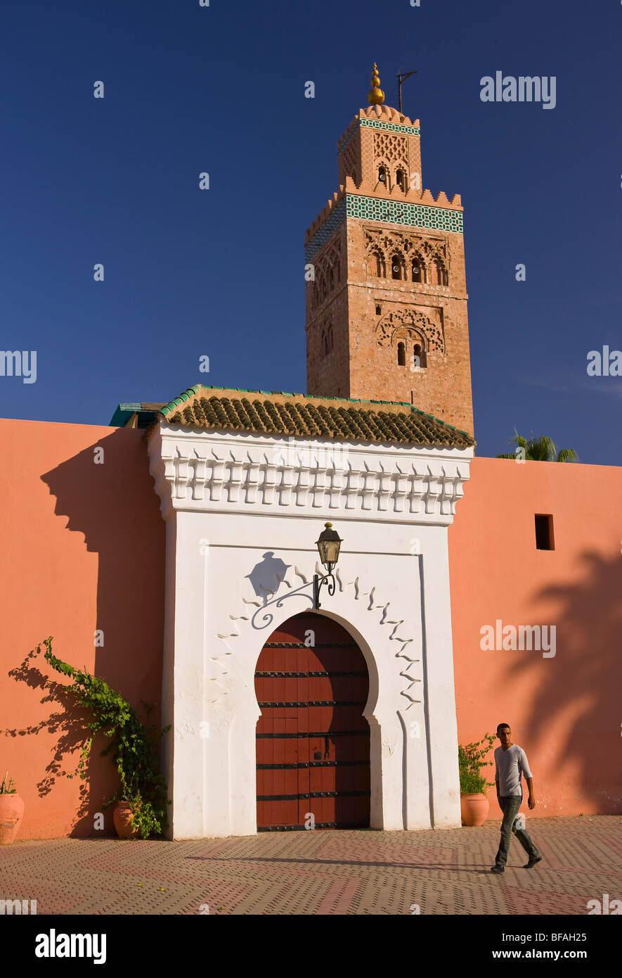 Marrakech, Marocco - Moschea di Koutoubia. Foto Stock