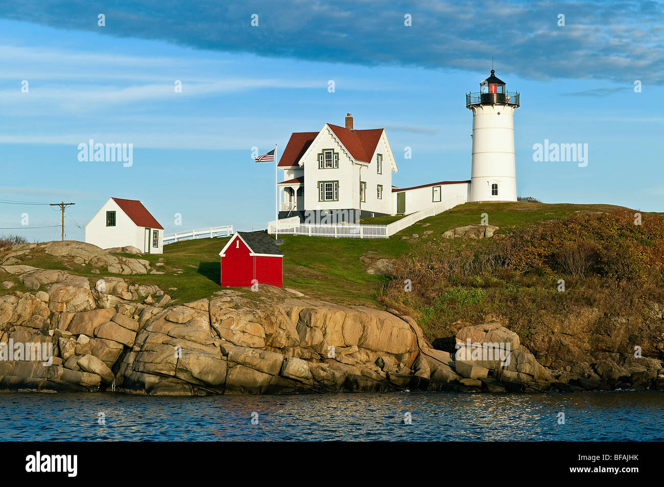 Nubble luce, cape neddick, York, Maine, Stati Uniti d'America Foto Stock
