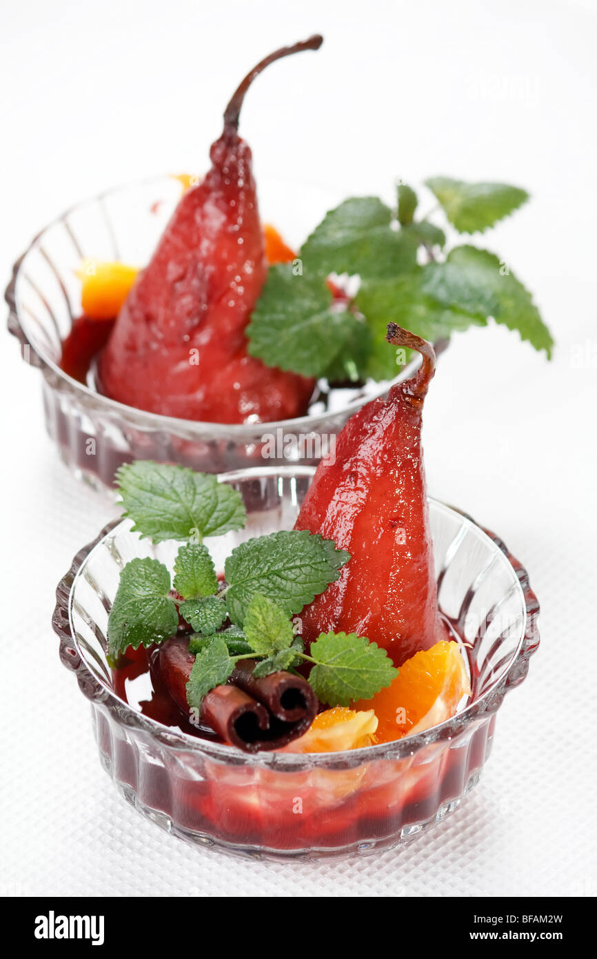 Dessert di pere Foto Stock