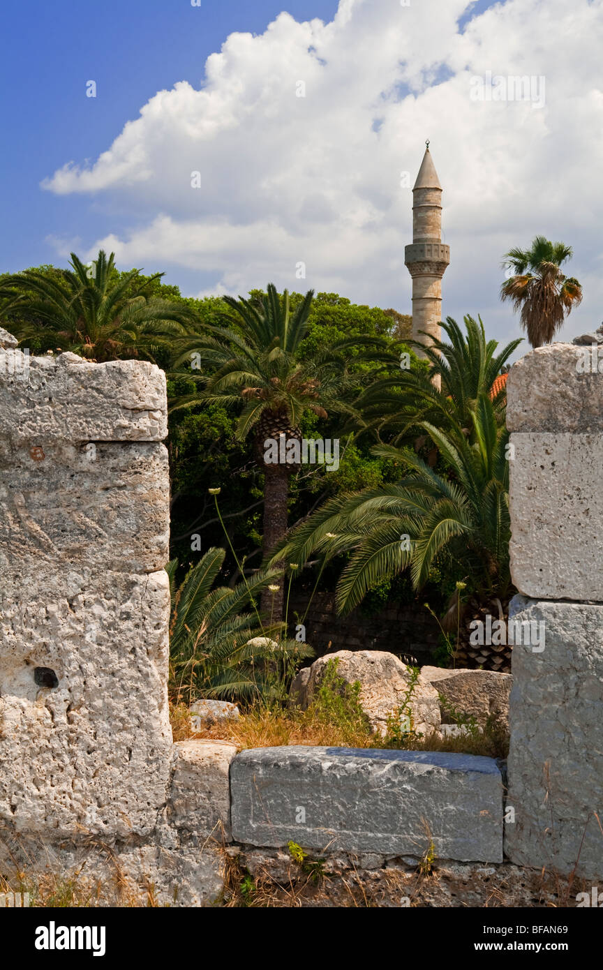 Il castello di Kos o il cavaliere del castello noto anche come castello di Neratzia di un palazzo del XIV secolo fortezza costruita dai Cavalieri Ospitalieri in Grecia Foto Stock