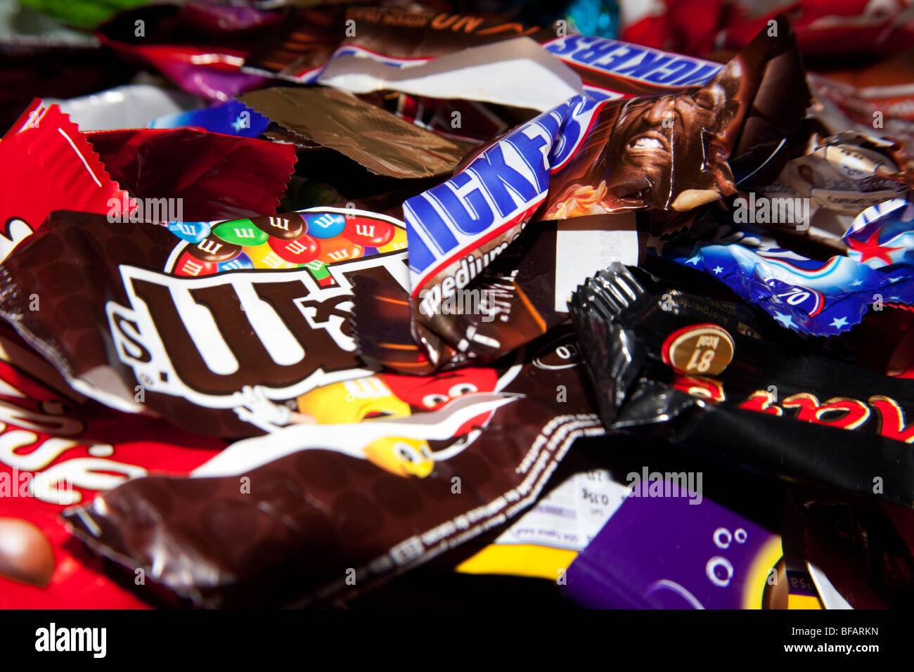 Un assortimento di dolci o candy bar wrapper Foto Stock