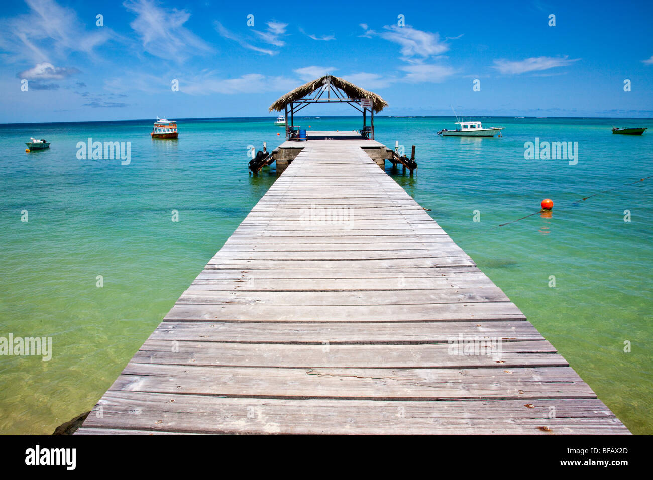 Pigeon Point Beach a Tobago Foto Stock