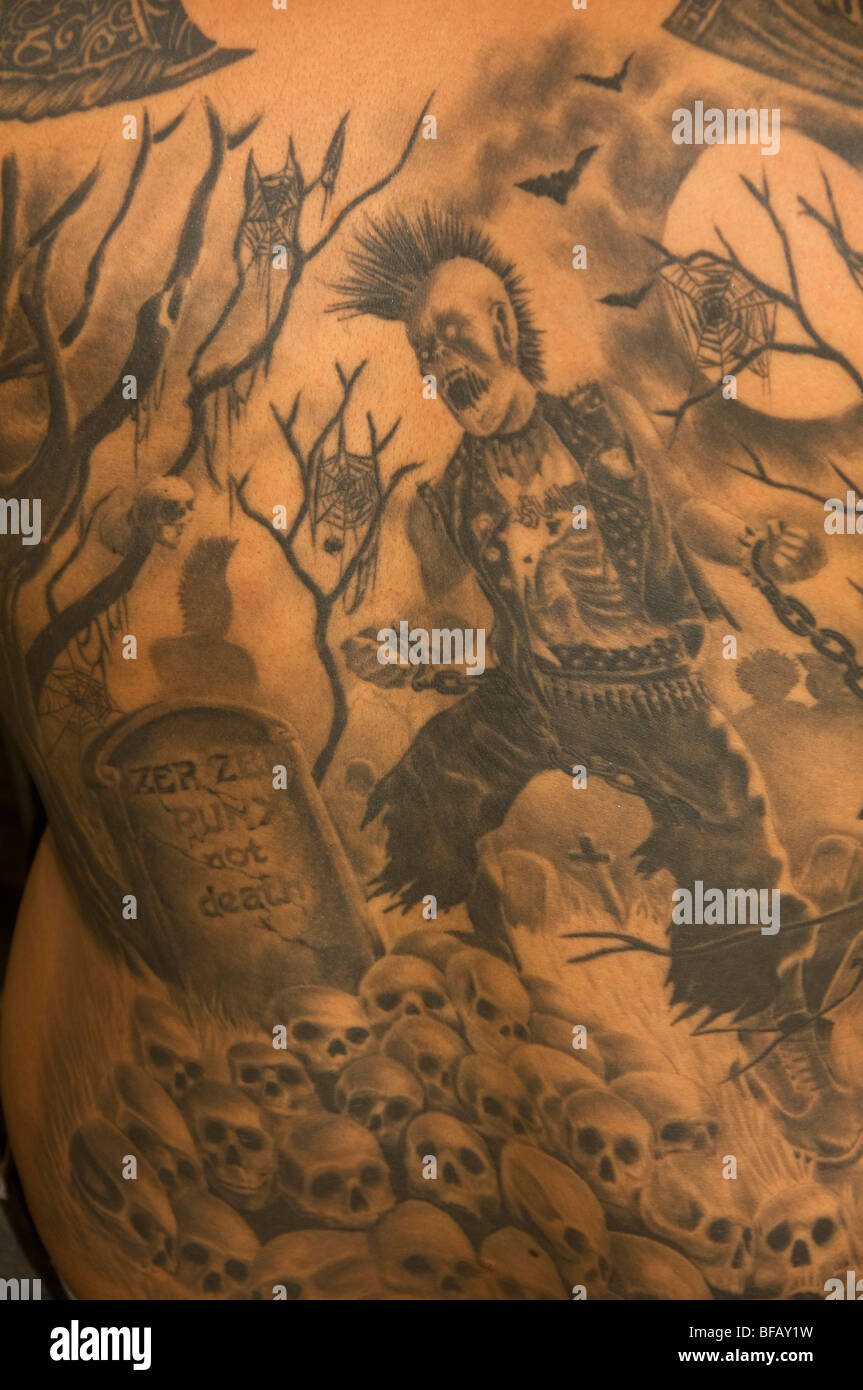Elaborare tattoo design presso il Festival del tatuaggio a Bangkok in Tailandia Foto Stock