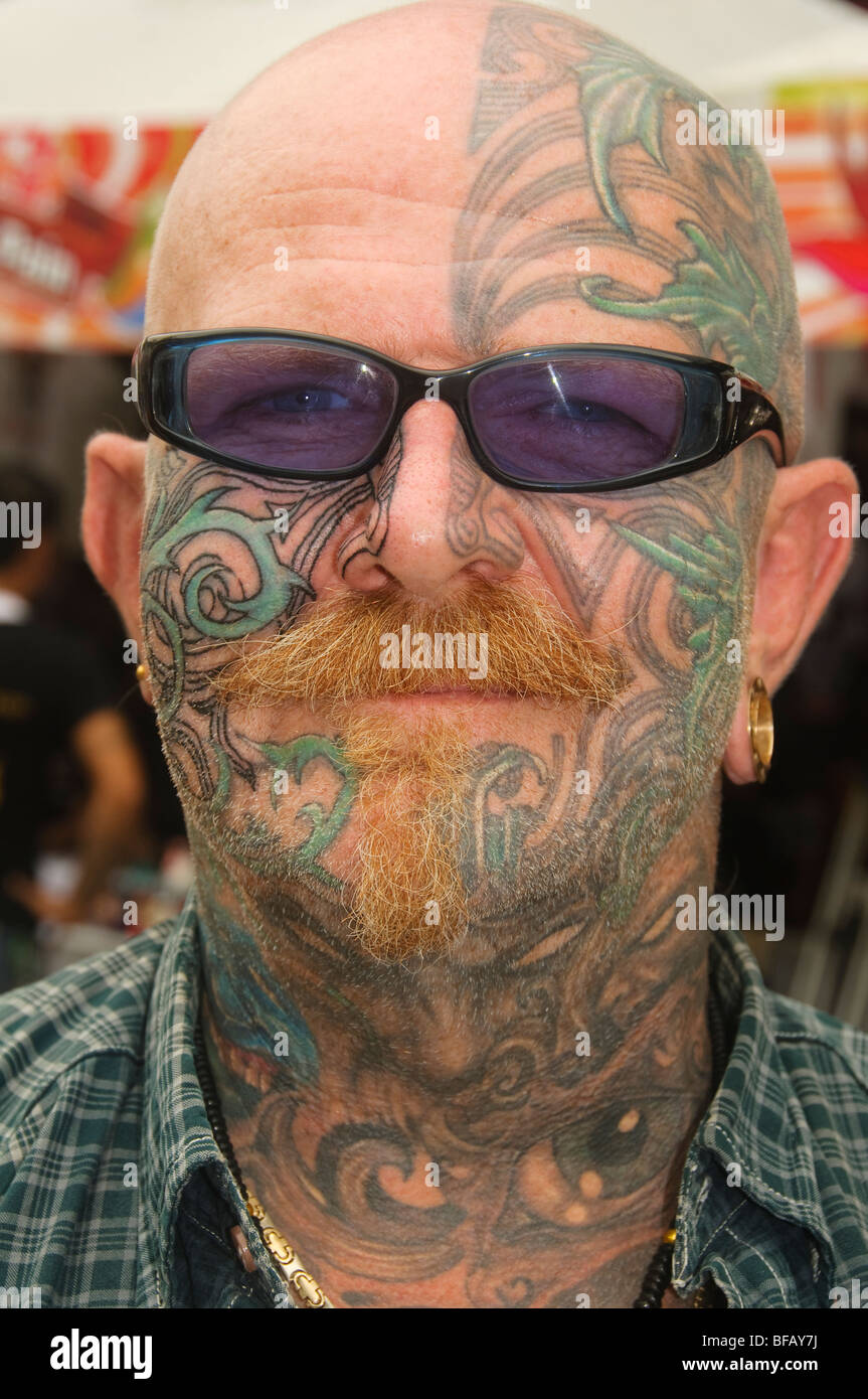 Fantastico design tatuaggio al Festival del tatuaggio a Bangkok in Tailandia Foto Stock