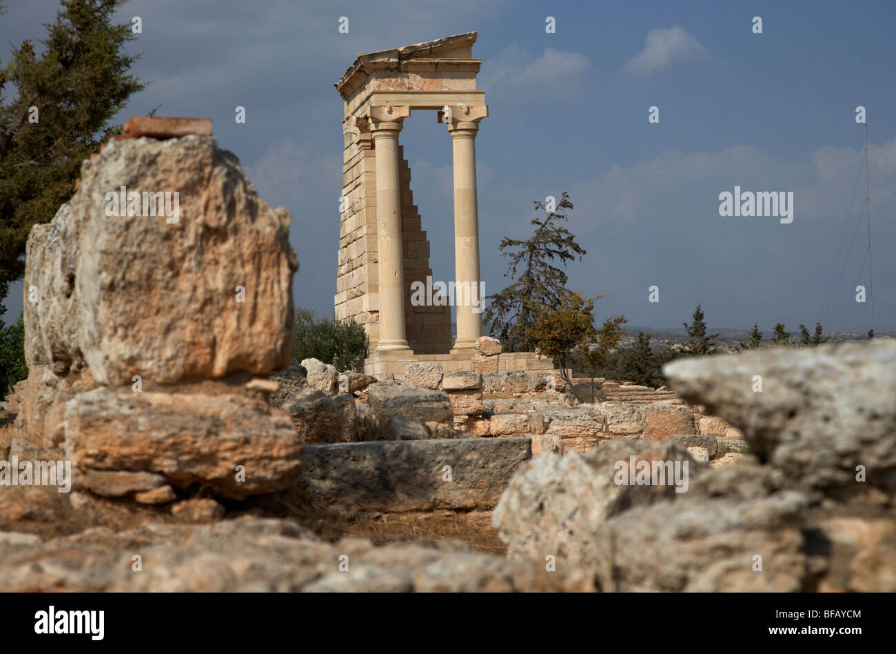 Tempio di Apollo Hylates nel santuario di apollon ylatis a kourion sito archeologico repubblica di Cipro in Europa Foto Stock
