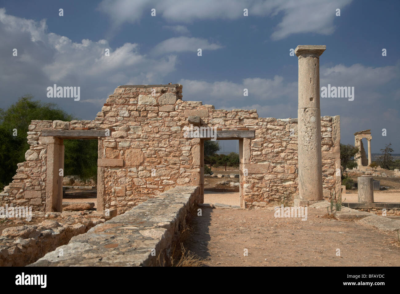 Pilastri all'Apollo Hylates santuario di apollon ylatis a kourion sito archeologico repubblica di Cipro in Europa Foto Stock