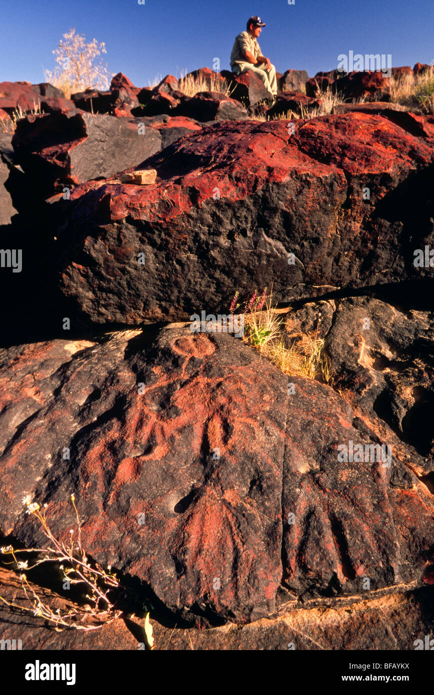 Aboriginal incisioni rupestri, Sud Australia Foto Stock