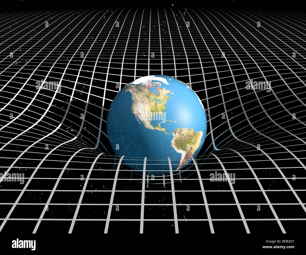 Illustrazione originale che mostra il collegamento tra lo spazio di tempo e di gravità Foto Stock