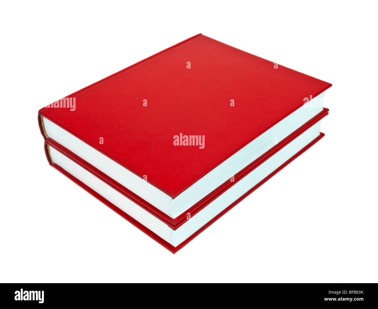 Due libri rosso isolato su sfondo bianco. Foto Stock