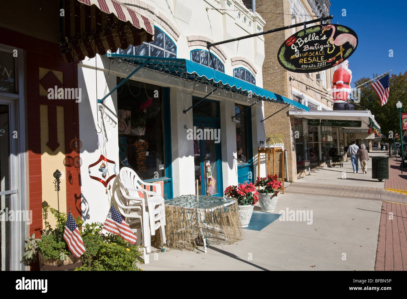 Colonizzata da immigrati tedeschi nel XIX secolo New Braunfels è orgogliosa della sua storia e il suo ben conservato di architettura Foto Stock