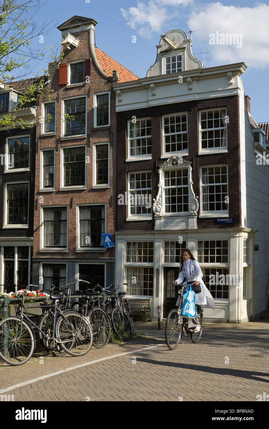 Vecchie case di Amsterdam storica del quartiere Jordaan, Paesi Bassi Foto Stock