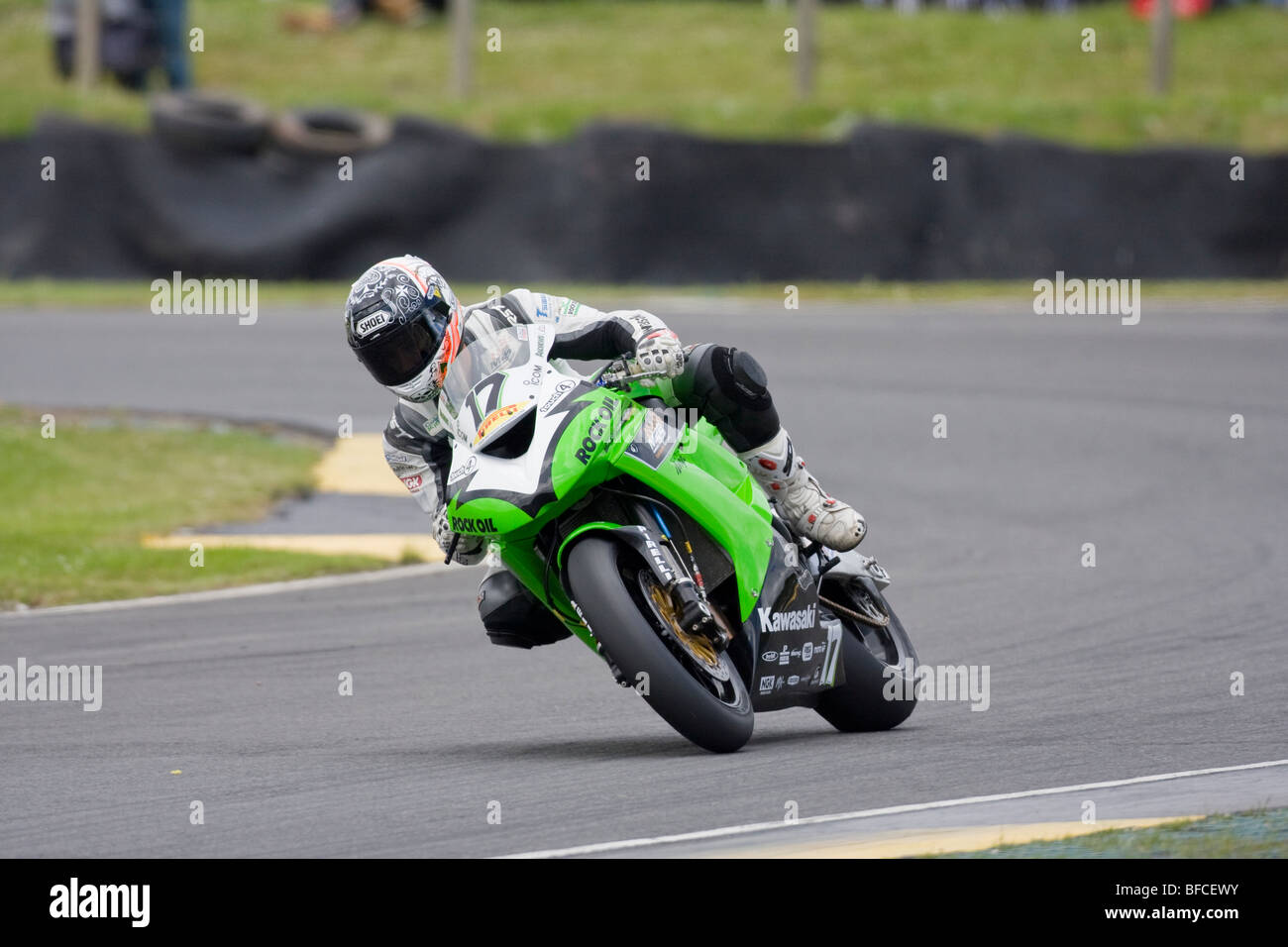 Simon Andrews - Il Team MSS Colchester Kawasaki ZX10R - British Superbike 2009 - Knockhill, Scozia Foto Stock